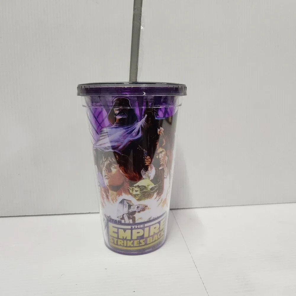 4 Pcs Star Wars Empire Strikes Back Tumbler Cup w/ Straw Purple Plastic 167